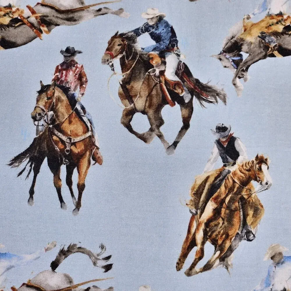 Posh Peanut Clint Swaddle Blanket Bamboo Western Cowboy Horse Nursery Boy Blue